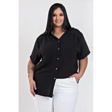 Imagem de Camisa Feminina Plus Size Manga Curta Com Fechamento de Botões Tecido Modelo Confort - Serena-Feminino