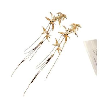 Imagem de Brincos De Resina Vintage Femininos Em Forma De Gota De Água Com Folha