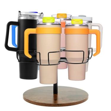 Imagem de Organizador de garrafa de água para copo de 1,134 g, organizador de copos com 8 compartimentos, suporte de copo giratório estável, suporte giratório para economia de espaço, suporte de garrafa de água