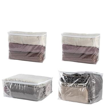 Imagem de Kit Com 4 Organizadores Multiuso/Saco Embalagem P-M-G Com Zíper PVC Transparente(Kit 4 Misto - 2P - 1M - 1G)