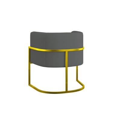 Imagem de Kit 04 Poltronas Lua Sala Decorativa Base Ferro Gold Veludo Cinza