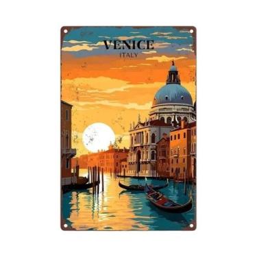 Imagem de Placa Metálica Retrô Temática De Viagem: Veneza, Canadá, Toronto  Pôst