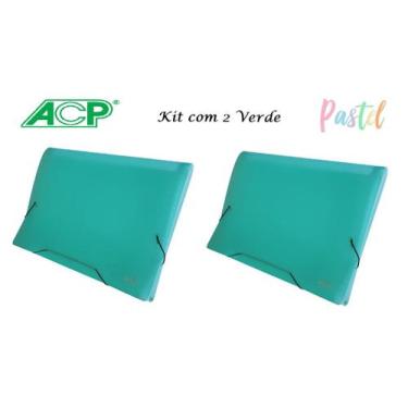 Imagem de Pasta Sanfonada A4 12 Div. Verde Pastel 1727 Kit Com 2 ACP