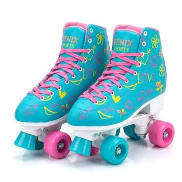 Imagem de Patins Quad Roller 4 Rodas 39-42 Adulto Feminino Com Freio E Regulagem