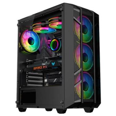 Imagem de Gabinete gamer mid tower sem fan sem fonte kalkan alfern preto klk0003