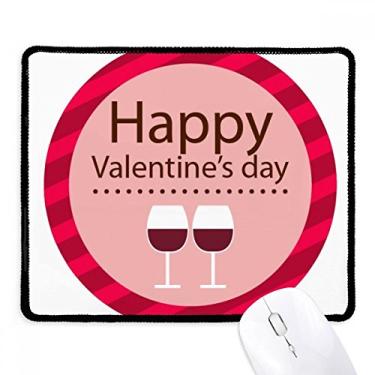 Imagem de Óculos rosa Happy Valentine's Day Mousepad com borda costurada Tapete de borracha para jogos