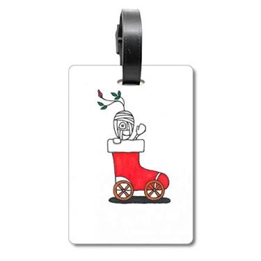 Imagem de Horus Christmas Sleigh Leaf Flower Mala Etiqueta Bagagem Cartão de Bagagem Scutcheon Etiqueta