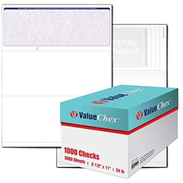 Imagem de VersaCheck ValueChex papel de verificação em branco - Formulário #1000 Business Voucher Check on Top - Azul - Clássico - 100 folhas, Clássico, Azul, 1000 Sheets