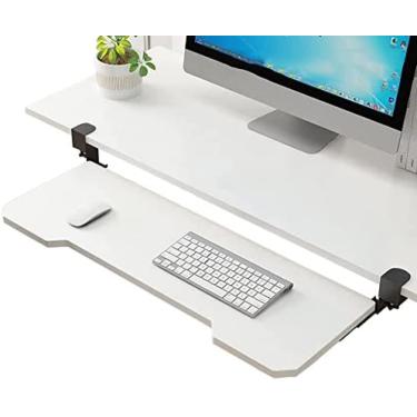 Imagem de Bandeja de teclado de fixação - para suporte para mouse de teclado, prateleira deslizante de teclado ergonômico ajustável, carga de 25 kg/instalação fácil/prateleiras de armazenamento, bande
