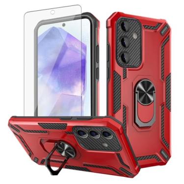 Imagem de Asuwish Capa de telefone para Samsung Galaxy A55 5G com protetor de tela de vidro temperado suporte magnético fino suporte híbrido rígido acessórios móveis capa de celular A 55 55A A555G mulheres
