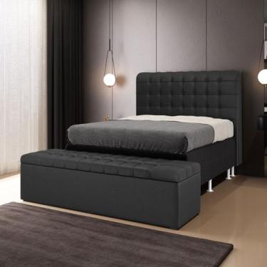 Imagem de Kit Cabeceira Dama 140 e Calçadeira Alpha A-012 Couro Artificial Preto