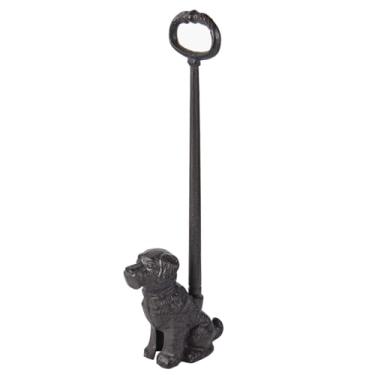 Imagem de Sungmor Cunha de porta portátil | Suporte de porta adorável de cachorro de 49,3 cm/19,4" de altura | Batentes de porta de estátua de animais resistentes de ferro fundido com alça | Ornamentos