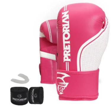 Imagem de Kit Luva De Boxe/Muay Thai Pretorian First FX1, 12oz, Rosa, Branco