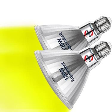 Imagem de Lâmpadas LED PAR38 Explux Full Glass para ambientes externos, equivalente a 120 W, à prova de intempéries e antienvelhecimento, regulável, refletor de cor amarela, pacote com 2