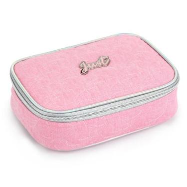 Imagem de Estojo Escolar Infantil Menina Organizador Porta Lápis Jeans - Denlex,