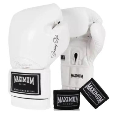 Imagem de Kit Luva Boxe E Muay Thai Kickboxing Classic White + Bandagem 3 Metros