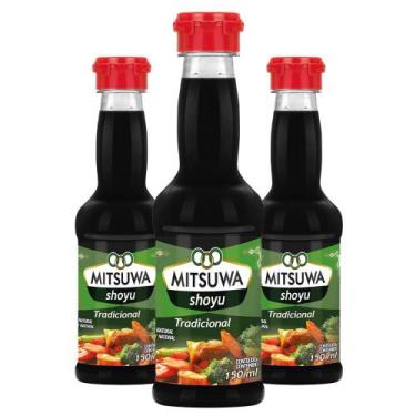 Imagem de 03Un Shoyu Tradicional Mitsuwa 150ml Para Comida Japonesa Oriental Sus