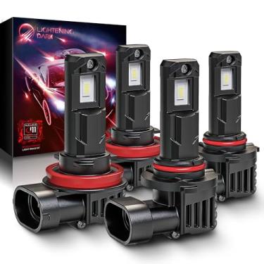 Imagem de LIGHTENING DARK 9005 lâmpadas H11 combinadas, 9005+H11/H8/H9 lâmpadas de neblina 400% brilhante 6500K xenon branco sem ventilador Plug and Play (pacote com 4)