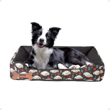 Imagem de Cama Pra Cachorro E Gato Caminha Pet Impermeável Antifriagem Osso de Pelúcia (Doguinho Preto)
