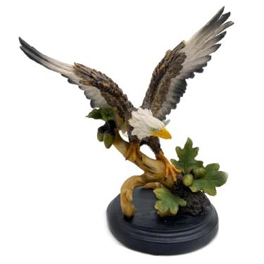 Imagem de DESHINTKE Estátua de resina de águia simulada, escultura colorida de águia moderna, decoração de estatueta de escritório em casa