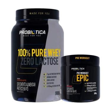 Imagem de Kit Suplementos 100% Pure Whey Zero Lactose Pote 900g + Pré Treino Epi