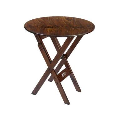 Imagem de Mesa Redonda 68cm Diametro Dobravel Madeira Jantar Cozinha Imbuia - I9