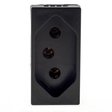 Imagem de Módulo Tomada 10A 2p+T Preto Legrand 615038PT Pial Plus+ - Pial Legran