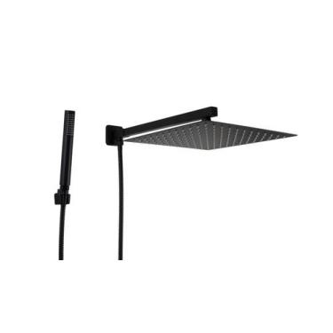 Imagem de Ducha Chuveiro Inox 30 cm Preto Fosco com Ducha Manual de ABS Bastão -