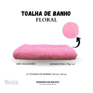 Imagem de Toalha de Banho Briza 100% Algodão Banhão (0,80 X 1,50m) Floral - Rosa