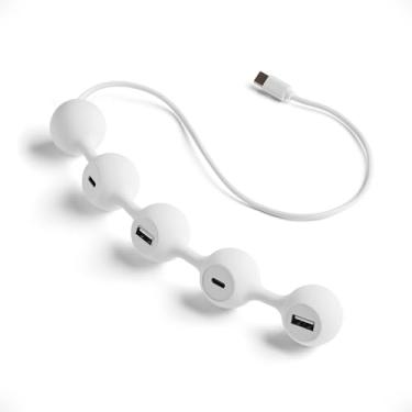 Imagem de LEXON Hub USB Peas HUB-C com 2 portas USB-A e 2 USB-C, extensor USB multiportas para MacBook, Ultrabooks e tablets, adaptador USB C para USB, suporta carregamento e transferência de dados - Branco