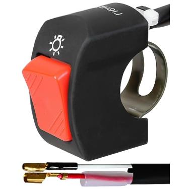 Imagem de BELINOUS Interruptor De Guidão 7/8" Para Motocicleta, Quadriciclo, Etc., Luzes Alternância À Prova D'Água Fácil Montar, Liga/Desliga (Botão Vermelho)