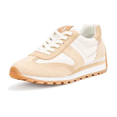 Imagem de Lauren Ralph Lauren Tênis feminino de camurça e couro Dani, Snw branca/duna de areia/duna de areia, 39
