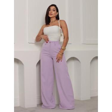 Imagem de Calça pantalona social alfaiataria premium cintura alta casual moda el