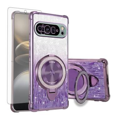 Imagem de Asuwish Capa de celular para Google Pixel 9/9 Pro 5G capa magnética com protetor de tela de vidro temperado e glitter brilhante à prova de choque anel rígido suporte rígido acessórios Pixel9 9Pro Nine