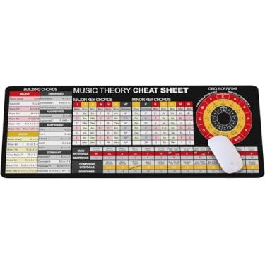Imagem de Mouse pad de referência de teoria musical – Círculo de quintas, construtor de acordes e mesa de intervalos para estudantes de piano, guitarra e música, acessórios essenciais de computador para estudo