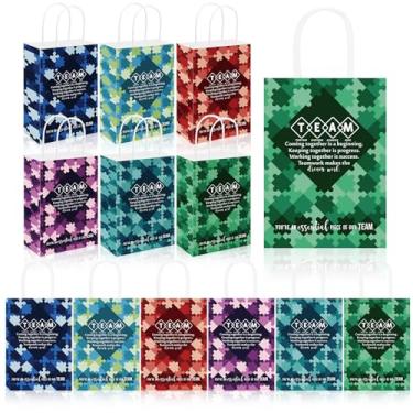 Imagem de Kolldenn 42 peças de sacos de papel kraft de apreciação da equipe com alça a granel 21 cm x 15 cm x 8 cm pequenos sacos de papel de Natal para familiares funcionários funcionários enfermeiras