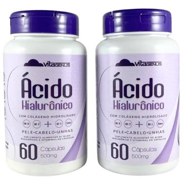 Imagem de Kit 2x Ácido Hialurônico Colágeno Hidrolisado 60 Cápsulas Suplemento em Cápsulas VitaGenus