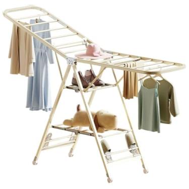 Imagem de Hhsdyl Varal de Roupas Dobrável para Varanda, Teto de Casa ou Quarto com Suporte para Sapatos, Varal Interior de Dupla Camada para Secagem ao Ar, Ajustável, para Pendurar Roupas,White,170cm