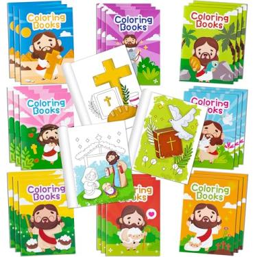 Imagem de Zainpe 24Pcs Christian Bible Coloring Books for Kids Bible Stories Study Theme DIY Art Drawing Book with Jesus Noah's Ark Pattern Color Booklet Party Favors Birthday Gift Goodie Bag Filler