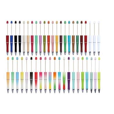 Imagem de PIPITREE 45 canetas com contas, contas a granel, canetas esferográficas coloridas de plástico preto, kit de canetas faça-você-mesmo, suprimentos para mulheres e homens, presentes de formatura