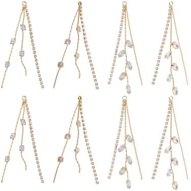 Imagem de Beebeecraft 1 caixa 8 peças de pingentes de brincos de borla de corrente longa banhado a ouro 18 K zircônia cúbica pingente pingente pingente de borla para fazer joias DIY