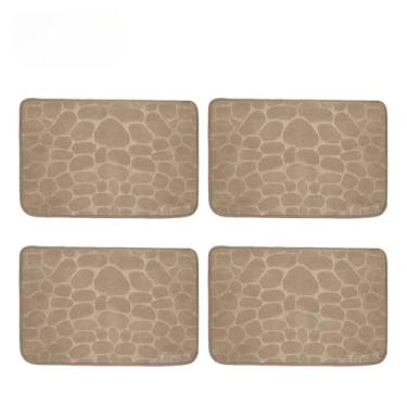 Imagem de Tapete Soft Antiderrapante Super Macio 60x40cm – Tapete Absorvente em Poliéster para Banheiro, Sala e Quarto(KIT4-Marrom Claro)