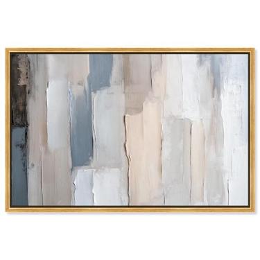 Imagem de Art Remedy Tela de bordas macias, arte geométrica moderna, moldura dourada, 76 cm x 50 cm