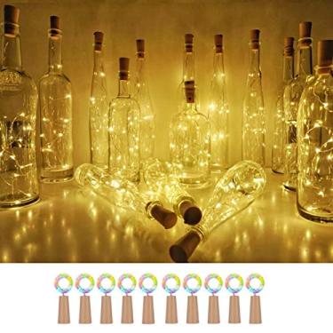 Imagem de Luzes de Garrafa Vinho com rolha 10 Pacotes Fada Pilha LED para Decoração Festa DIY Halloween Casamento Interior Alto Brilho Economia Energia