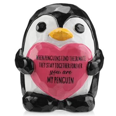 Imagem de JRELECS Presente romântico para casais - Escultura de resina em forma de coração de pinguim para aniversários, Dia dos Namorados e recém-casados, para meu amor, presentes para ele, namorado, namorada