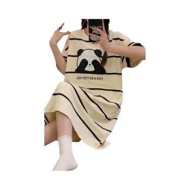 Imagem de Camisola De Verão plus Size Para Mulheres Em Seda Gelada, Manga Curta,