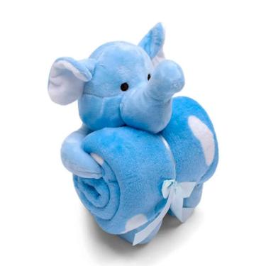Imagem de Manta e Bichinho Pelúcia Buettner Baby Microfibra Elefante Azul
