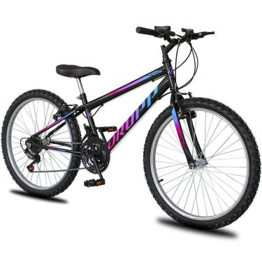 Imagem de Bicicleta Aro 24 Dropp Sport Infantil Adulto18 Vel Marchas Freio V-brake - Preto e Azul