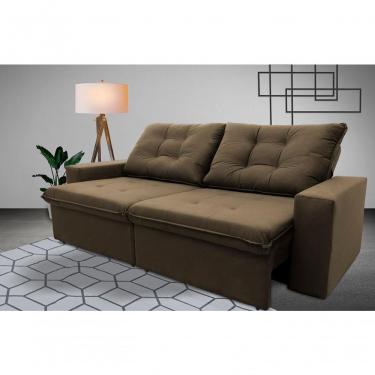 Imagem de Sofá Retrátil Reclinável Malta 2,00m Suede Velut Bege Molas No Assento - King House