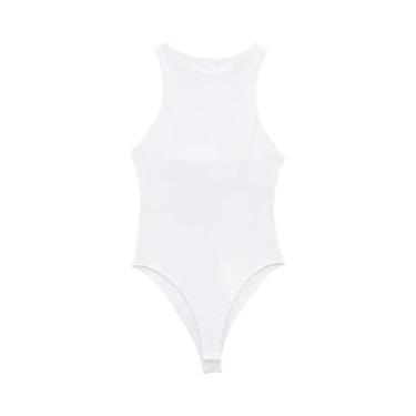 Imagem de Body Preto e Branco Sem Mangas - Lingerie Sexy para Mulheres - Elastan
